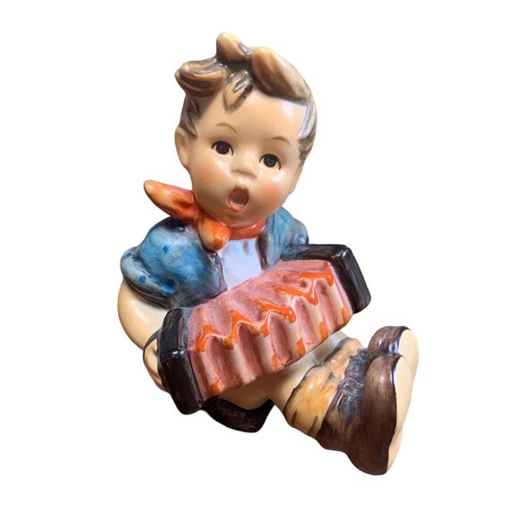 Vintage 1982 Goebel Hummel Boy with Accordion 2.5" Figurine TMK-6 - Picture 1 of 10